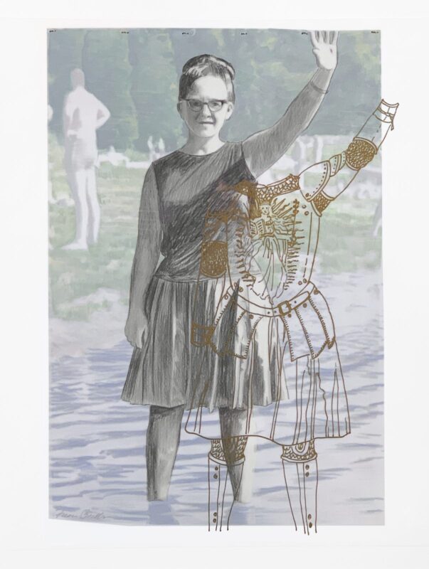 Farewell / Mother / Warrior - colored pencil, oil based monochrome pencil & metallic marker on layers of drafting film 17 x 14 inches