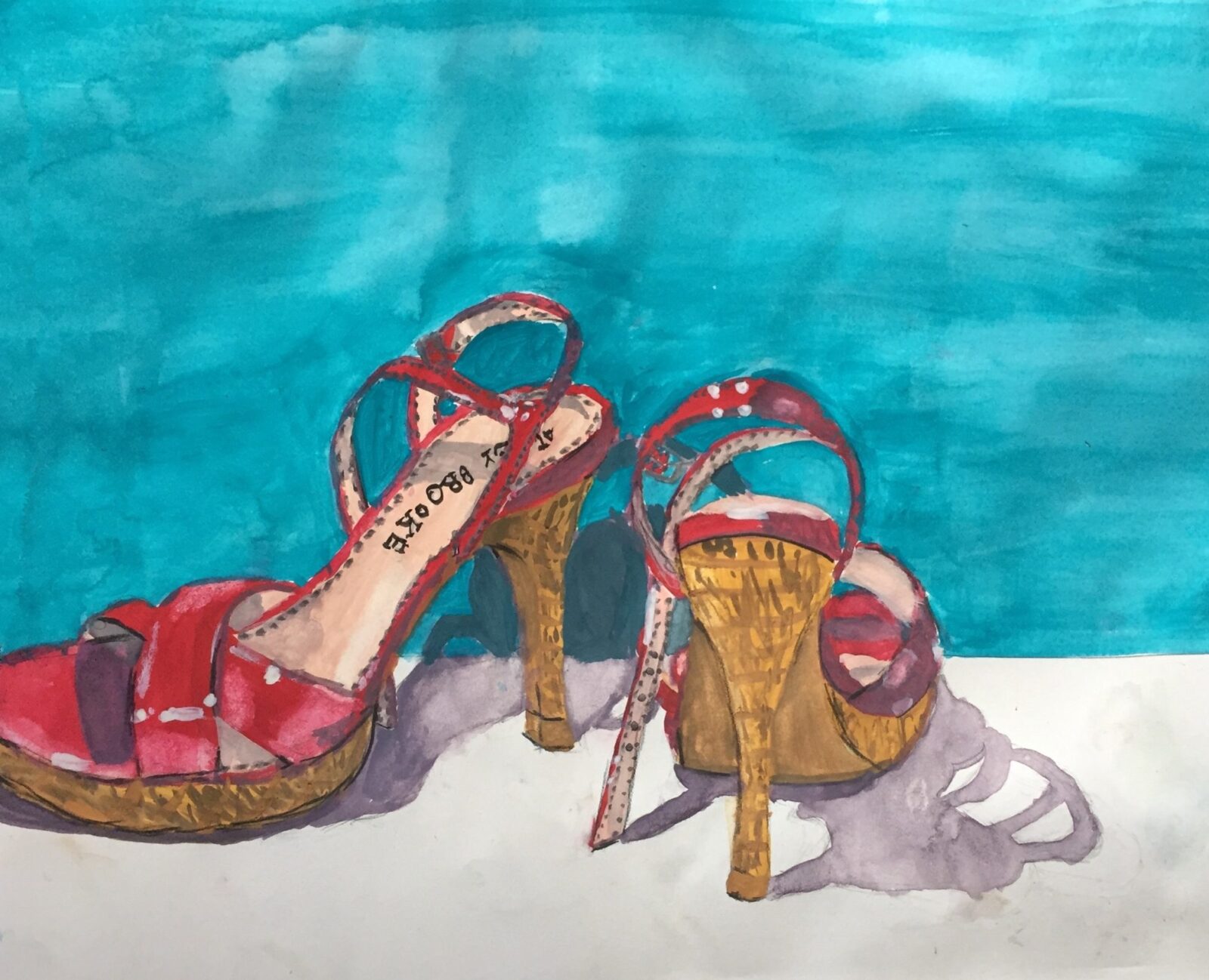 Janelle – Red Shoes in watercolor