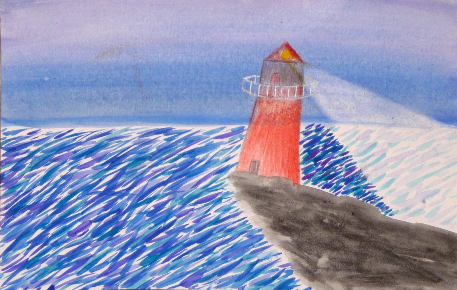 Lighthouse in watercolor by Isaac